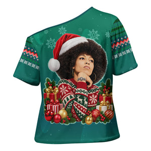 Angela Davis Civil Rights Black History Cross Shoulder Shirt Ugly Christmas Pattern African American Heritage