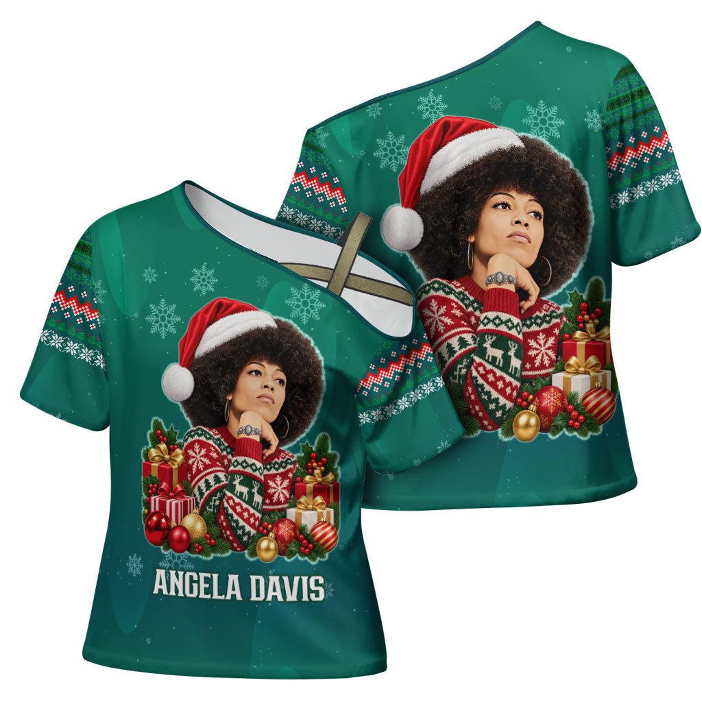 Angela Davis Civil Rights Black History Cross Shoulder Shirt Ugly Christmas Pattern African American Heritage
