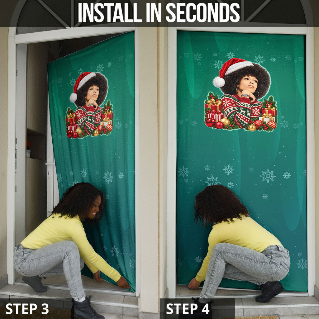 Angela Davis Civil Rights Black History Door Cover Ugly Christmas Pattern African American Heritage