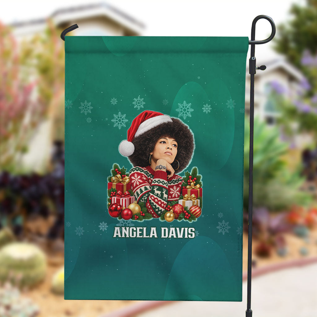 Angela Davis Civil Rights Black History Garden Flag Ugly Christmas Pattern African American Heritage