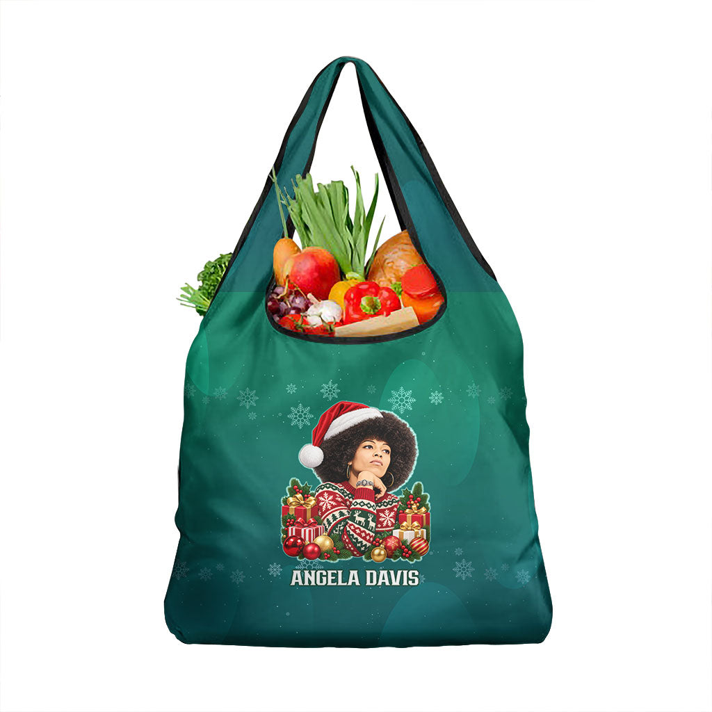 Angela Davis Civil Rights Black History Grocery Bag Ugly Christmas Pattern African American Heritage