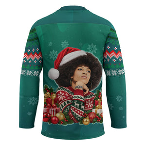 Angela Davis Civil Rights Black History Hockey Jersey Ugly Christmas Pattern African American Heritage