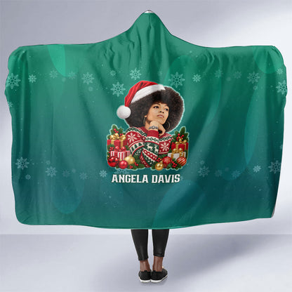 Angela Davis Civil Rights Black History Hooded Blanket Ugly Christmas Pattern African American Heritage