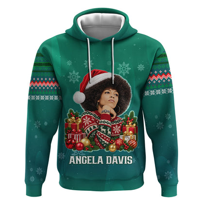 Angela Davis Civil Rights Black History Hoodie Ugly Christmas Pattern African American Heritage