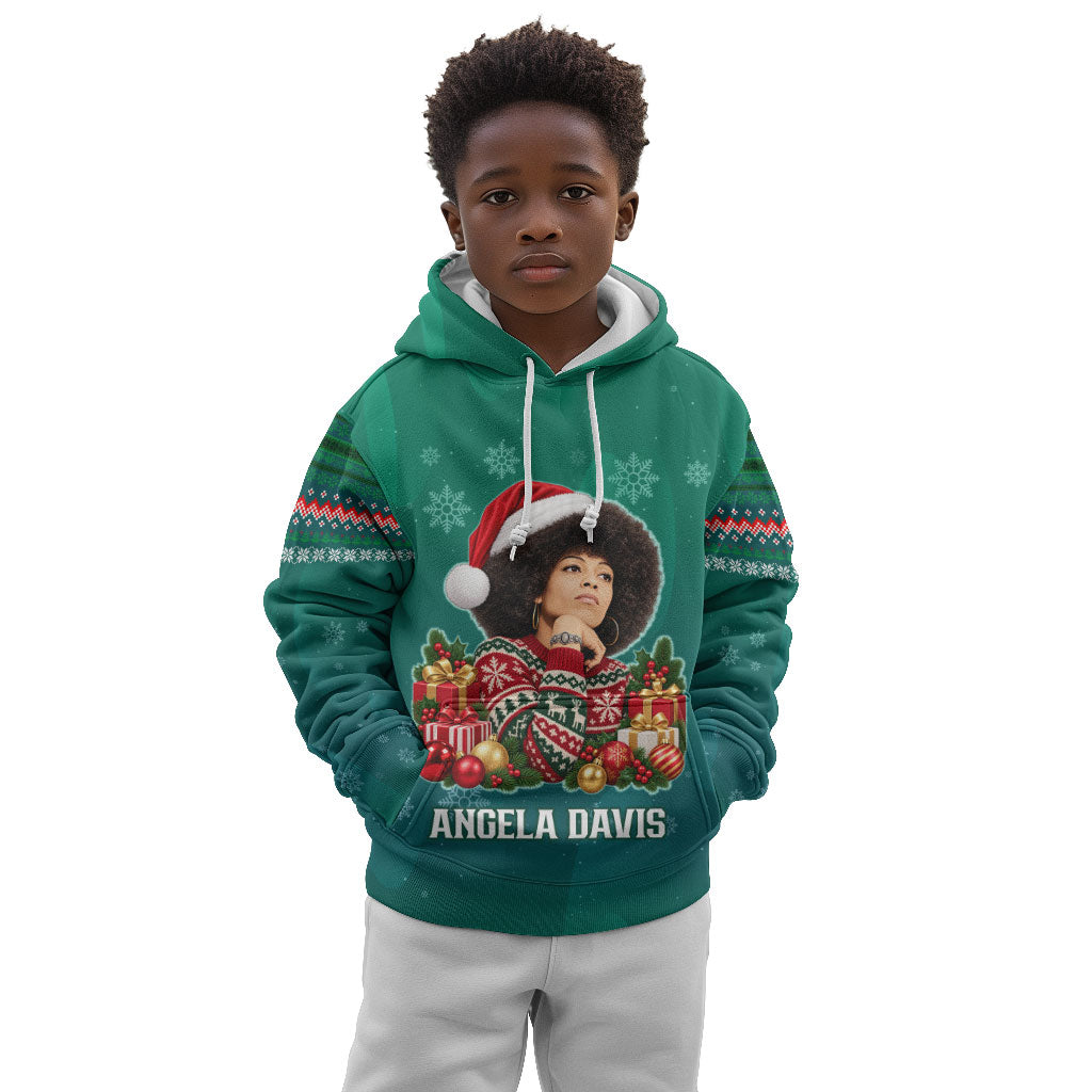 Angela Davis Civil Rights Black History Kid Hoodie Ugly Christmas Pattern African American Heritage