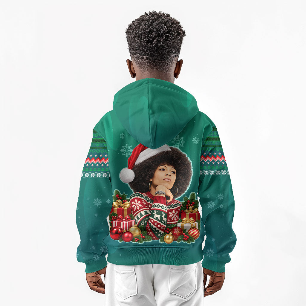 Angela Davis Civil Rights Black History Kid Hoodie Ugly Christmas Pattern African American Heritage