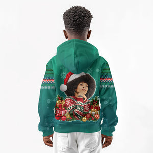 Angela Davis Civil Rights Black History Kid Hoodie Ugly Christmas Pattern African American Heritage