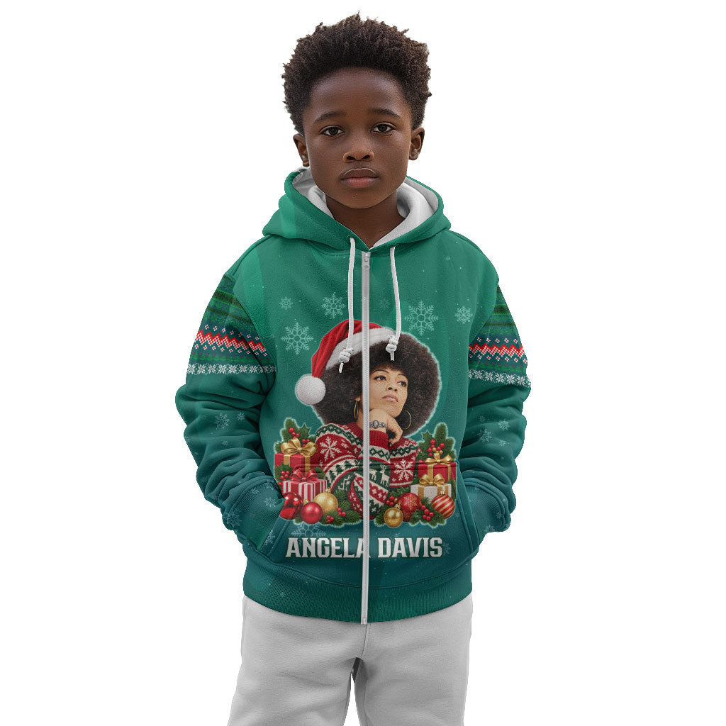 Angela Davis Civil Rights Black History Kid Hoodie Ugly Christmas Pattern African American Heritage