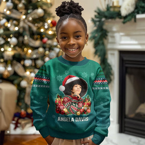 Angela Davis Civil Rights Black History Kid Ugly Christmas Sweater Ugly Christmas Pattern African American Heritage