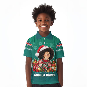 Angela Davis Civil Rights Black History Kid Polo Shirt Ugly Christmas Pattern African American Heritage