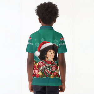 Angela Davis Civil Rights Black History Kid Polo Shirt Ugly Christmas Pattern African American Heritage