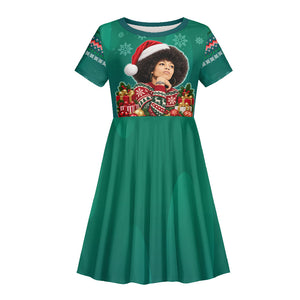 Angela Davis Civil Rights Black History Kid Short Sleeve Dress Ugly Christmas Pattern African American Heritage