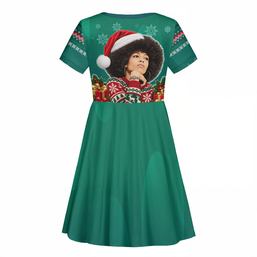 Angela Davis Civil Rights Black History Kid Short Sleeve Dress Ugly Christmas Pattern African American Heritage