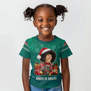 Angela Davis Civil Rights Black History Kid T shirt Ugly Christmas Pattern African American Heritage