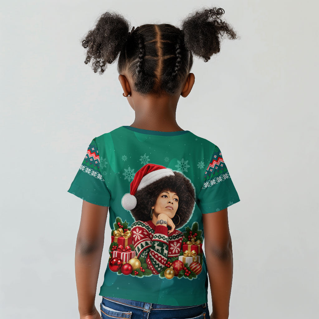 Angela Davis Civil Rights Black History Kid T shirt Ugly Christmas Pattern African American Heritage