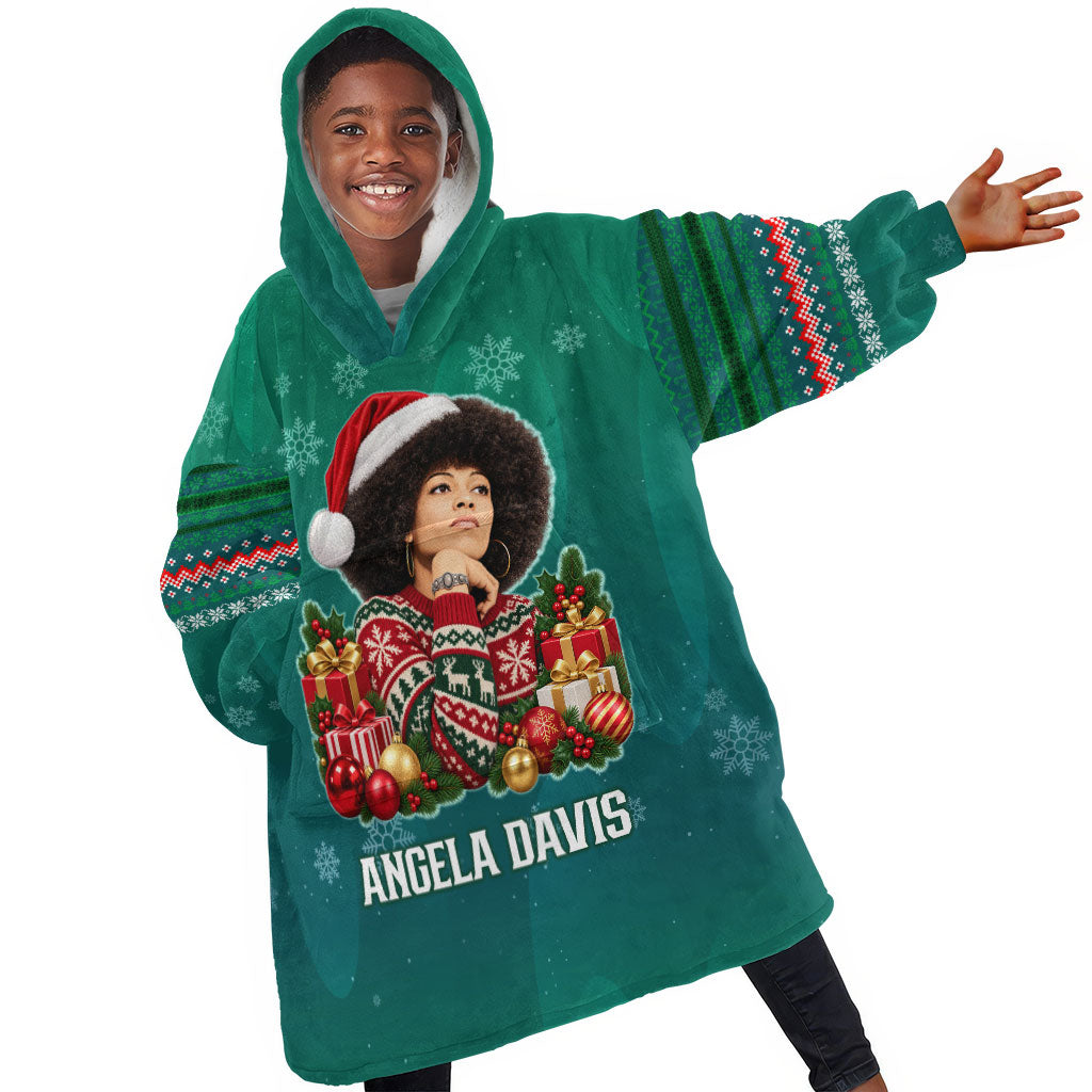 Angela Davis Civil Rights Black History Kid Wearable Blanket Hoodie Ugly Christmas Pattern African American Heritage