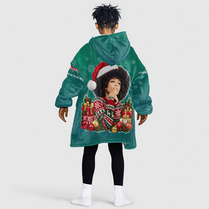Angela Davis Civil Rights Black History Kid Wearable Blanket Hoodie Ugly Christmas Pattern African American Heritage