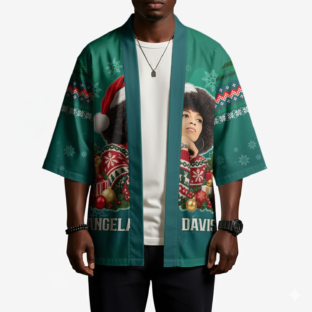 Angela Davis Civil Rights Black History Kimono Ugly Christmas Pattern African American Heritage
