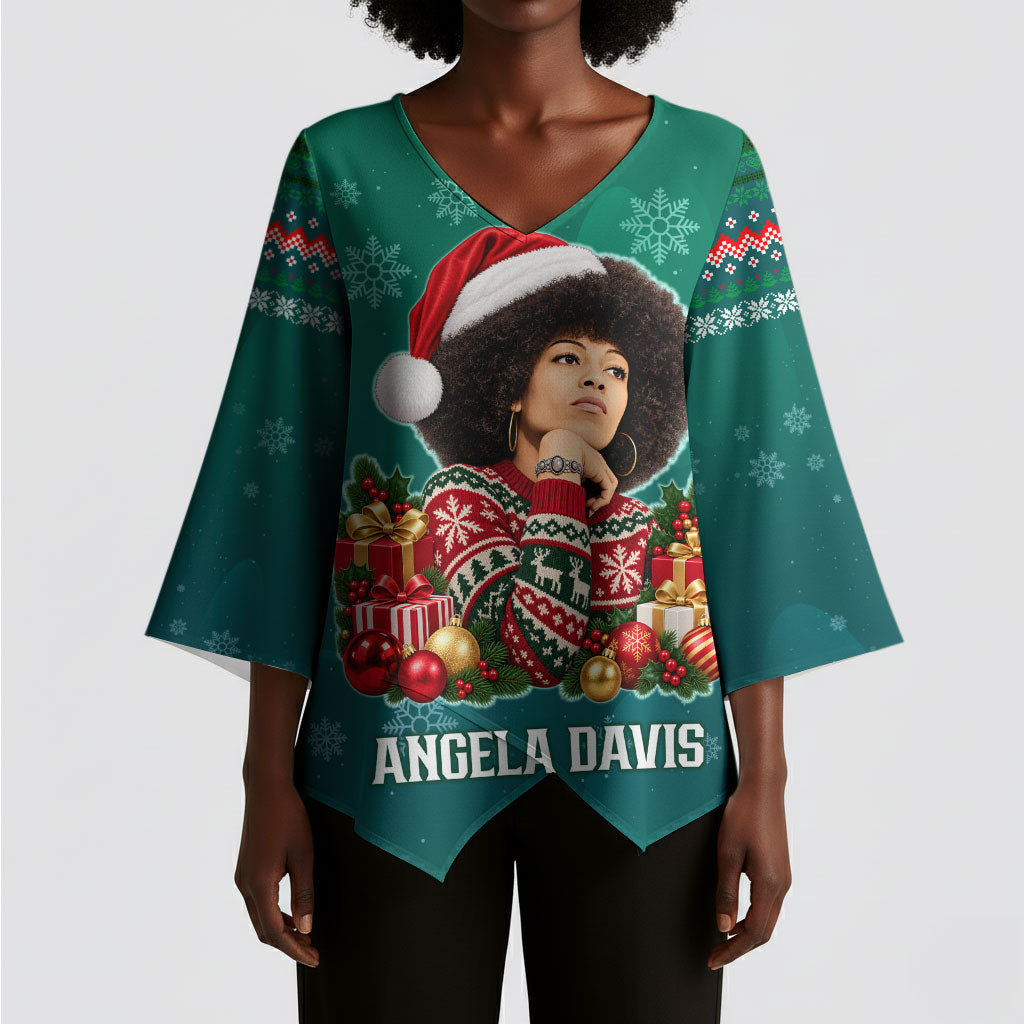Angela Davis Civil Rights Black History Kimono Sleeve Blouse Ugly Christmas Pattern African American Heritage
