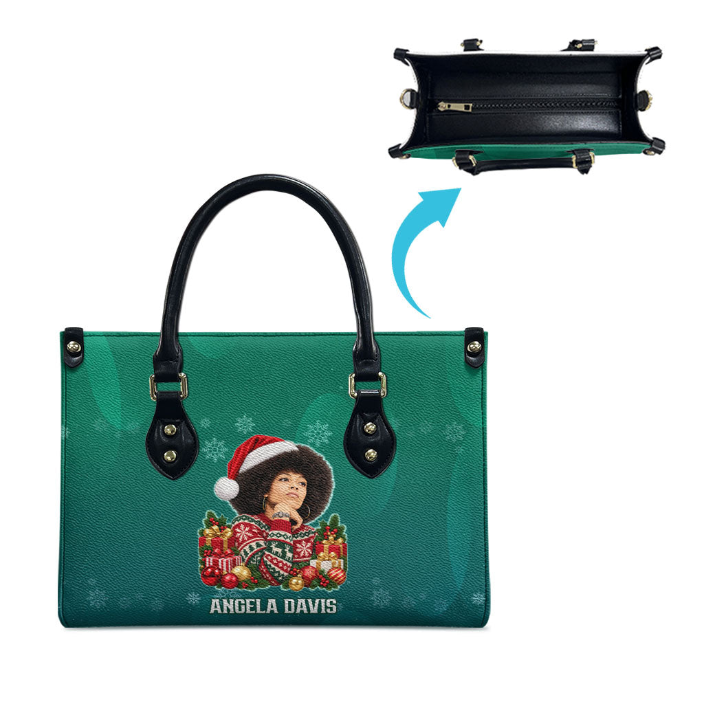 Angela Davis Civil Rights Black History Leather Bag Ugly Christmas Pattern African American Heritage