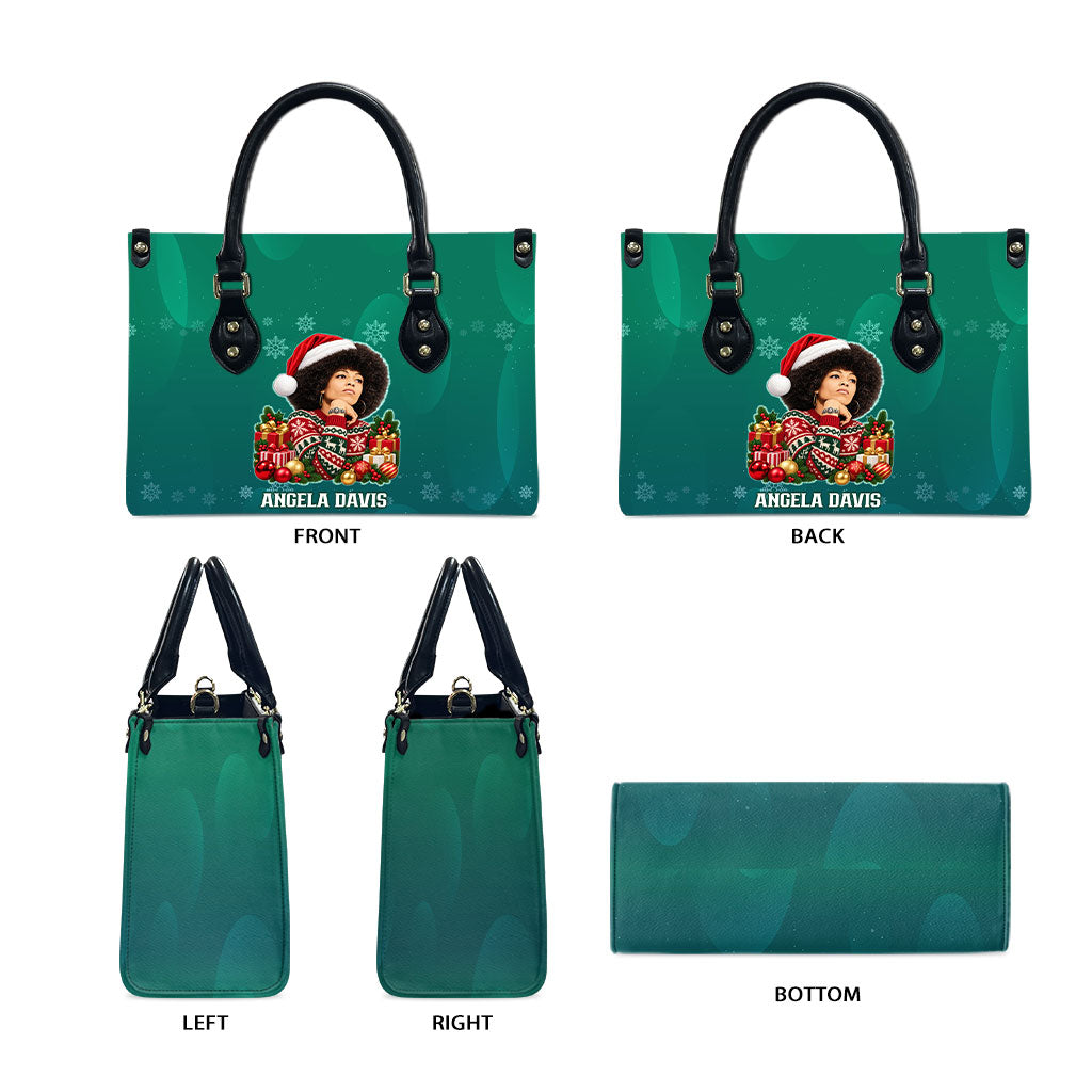 Angela Davis Civil Rights Black History Leather Bag Ugly Christmas Pattern African American Heritage
