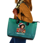 Angela Davis Civil Rights Black History Leather Tote Bag Ugly Christmas Pattern African American Heritage