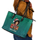 Angela Davis Civil Rights Black History Leather Tote Bag Ugly Christmas Pattern African American Heritage