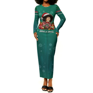 Angela Davis Civil Rights Black History Long Sleeve Bodycon Dress Ugly Christmas Pattern African American Heritage