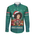 Angela Davis Civil Rights Black History Long Sleeve Button Shirt Ugly Christmas Pattern African American Heritage