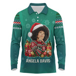 Angela Davis Civil Rights Black History Long Sleeve Polo Shirt Ugly Christmas Pattern African American Heritage
