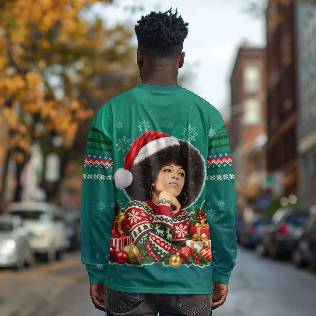 Angela Davis Civil Rights Black History Long Sleeve Shirt Ugly Christmas Pattern African American Heritage