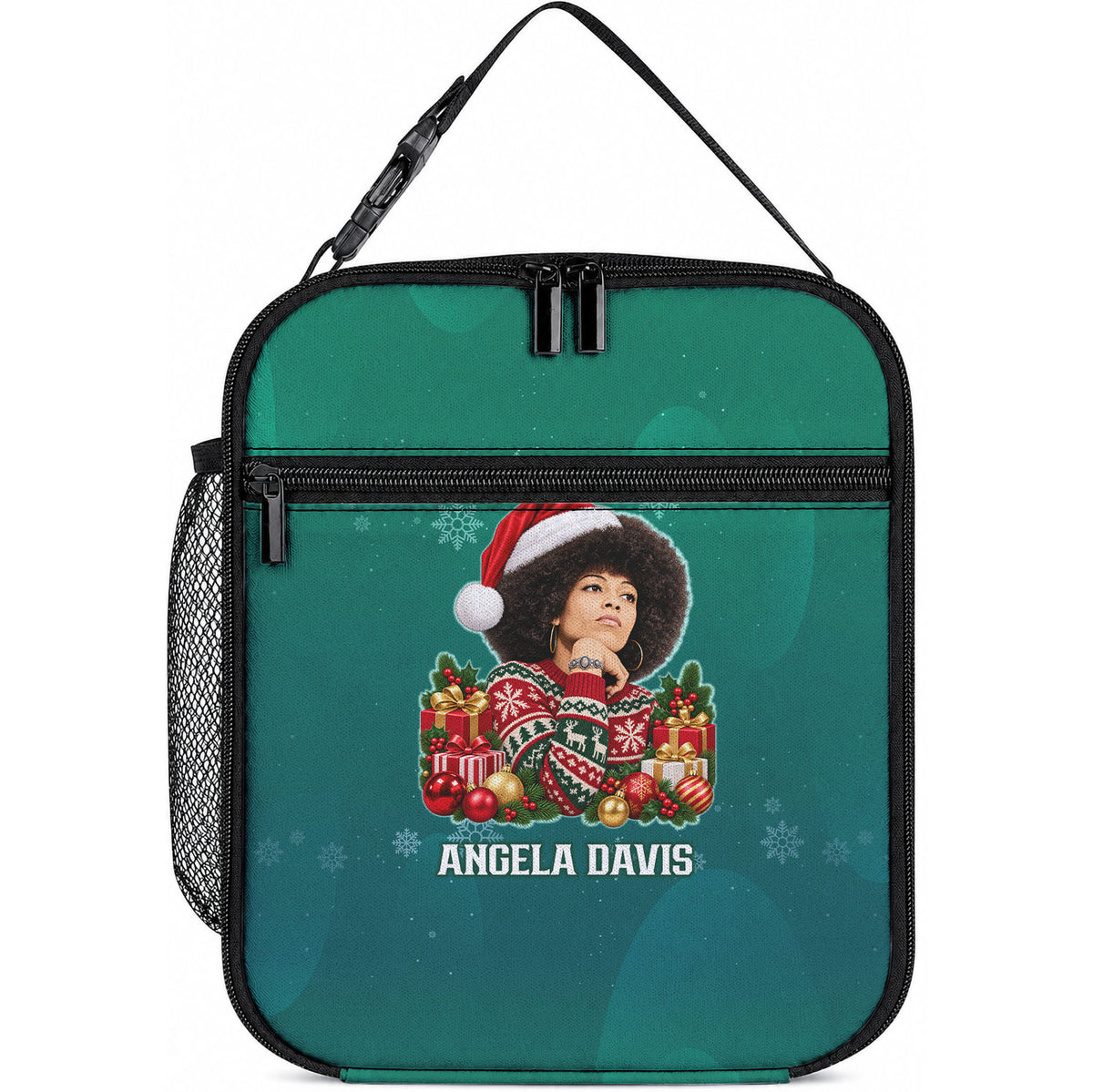 Angela Davis Civil Rights Black History Lunch Bag Ugly Christmas Pattern African American Heritage