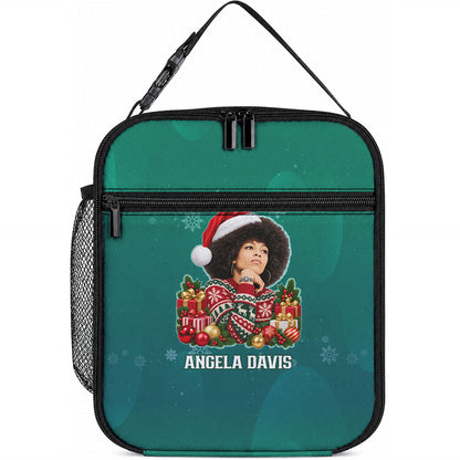 Angela Davis Civil Rights Black History Lunch Bag Ugly Christmas Pattern African American Heritage