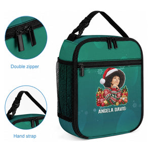 Angela Davis Civil Rights Black History Lunch Bag Ugly Christmas Pattern African American Heritage