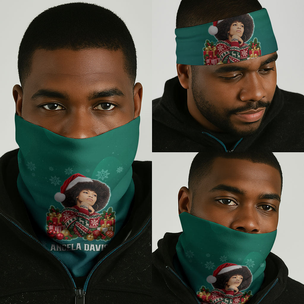 Angela Davis Civil Rights Black History Neck Gaiter Ugly Christmas Pattern African American Heritage