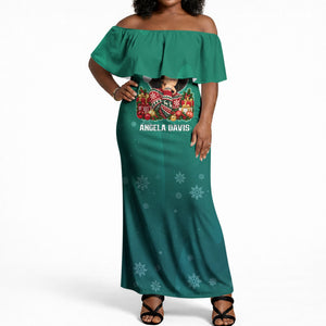 Angela Davis Civil Rights Black History Off Shoulder Maxi Dress Ugly Christmas Pattern African American Heritage