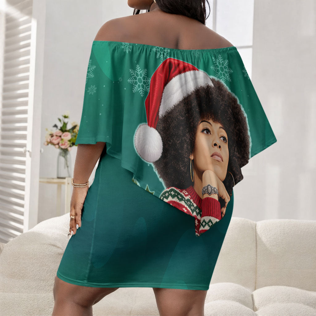 Angela Davis Civil Rights Black History Off Shoulder Short Dress Ugly Christmas Pattern African American Heritage