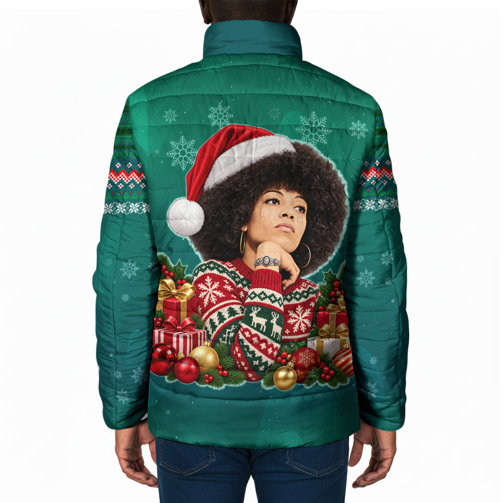 Angela Davis Civil Rights Black History Padded Jacket Ugly Christmas Pattern African American Heritage