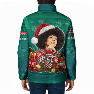 Angela Davis Civil Rights Black History Padded Jacket Ugly Christmas Pattern African American Heritage