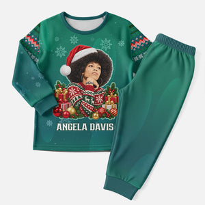 Angela Davis Civil Rights Black History Christmas Pajama Set Ugly Christmas Pattern African American Heritage