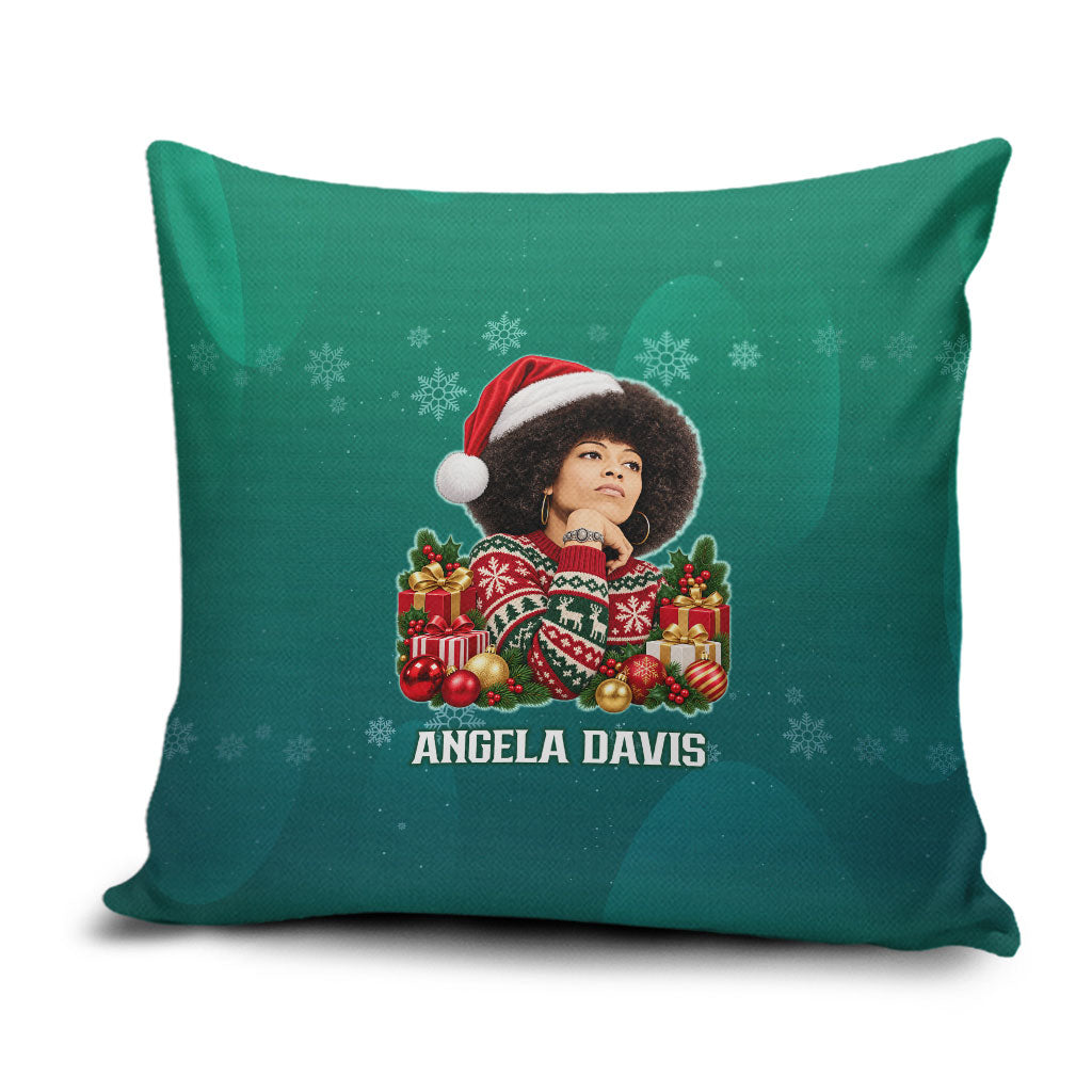 Angela Davis Civil Rights Black History Pillow Cover Ugly Christmas Pattern African American Heritage