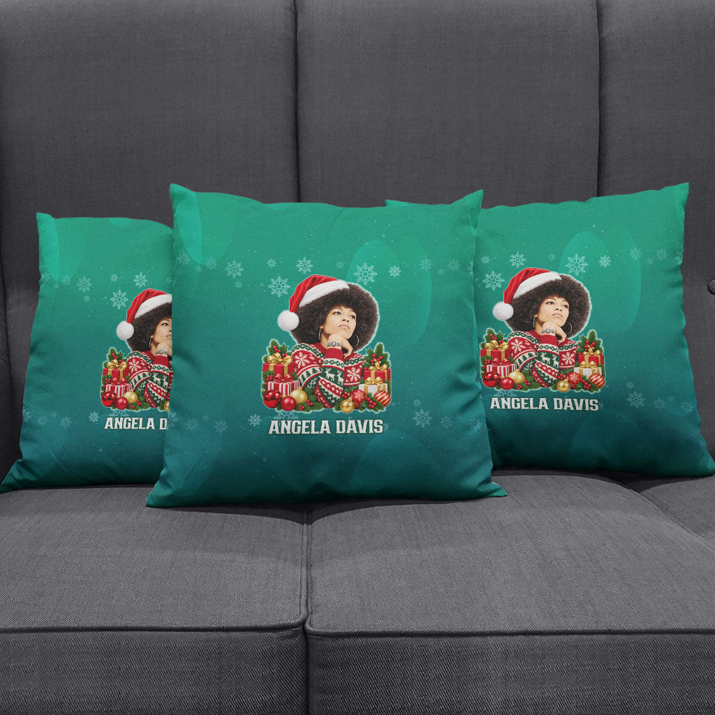 Angela Davis Civil Rights Black History Pillow Cover Ugly Christmas Pattern African American Heritage