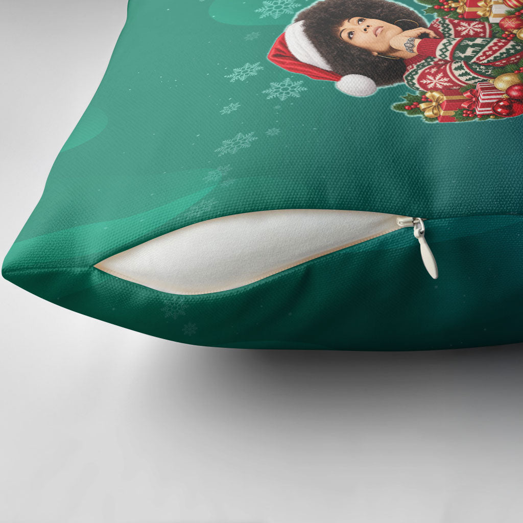 Angela Davis Civil Rights Black History Pillow Cover Ugly Christmas Pattern African American Heritage