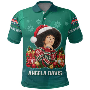 Angela Davis Civil Rights Black History Polo Shirt Ugly Christmas Pattern African American Heritage
