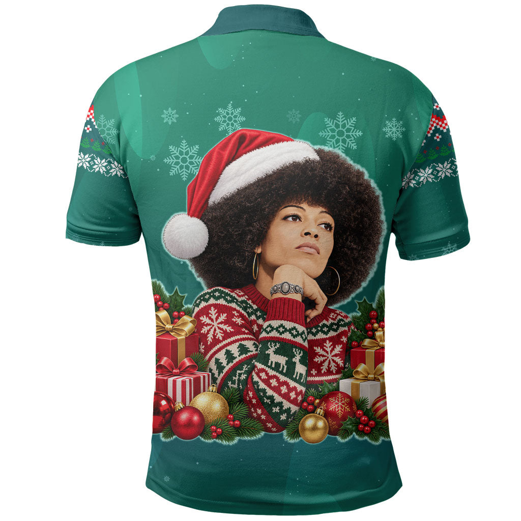 Angela Davis Civil Rights Black History Polo Shirt Ugly Christmas Pattern African American Heritage