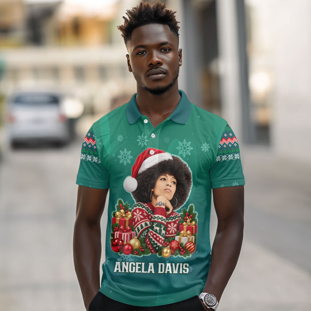 Angela Davis Civil Rights Black History Polo Shirt Ugly Christmas Pattern African American Heritage