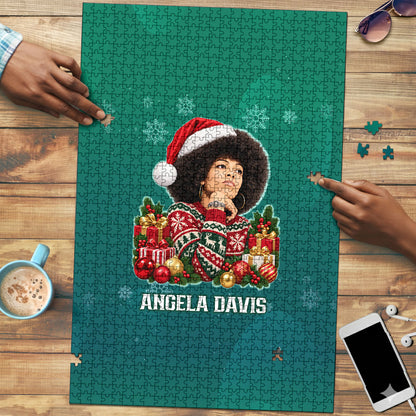 Angela Davis Civil Rights Black History Puzzle Ugly Christmas Pattern African American Heritage