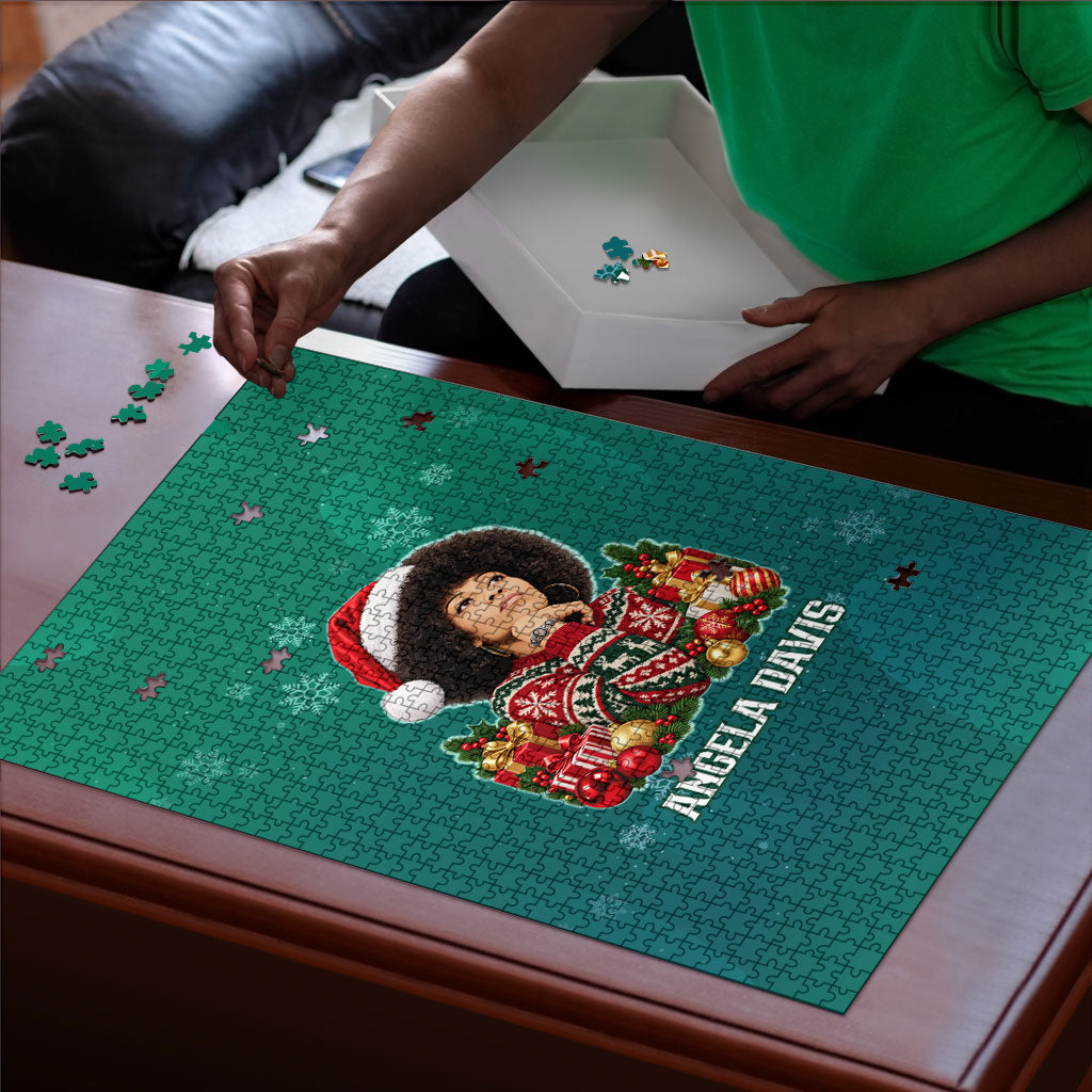 Angela Davis Civil Rights Black History Puzzle Ugly Christmas Pattern African American Heritage