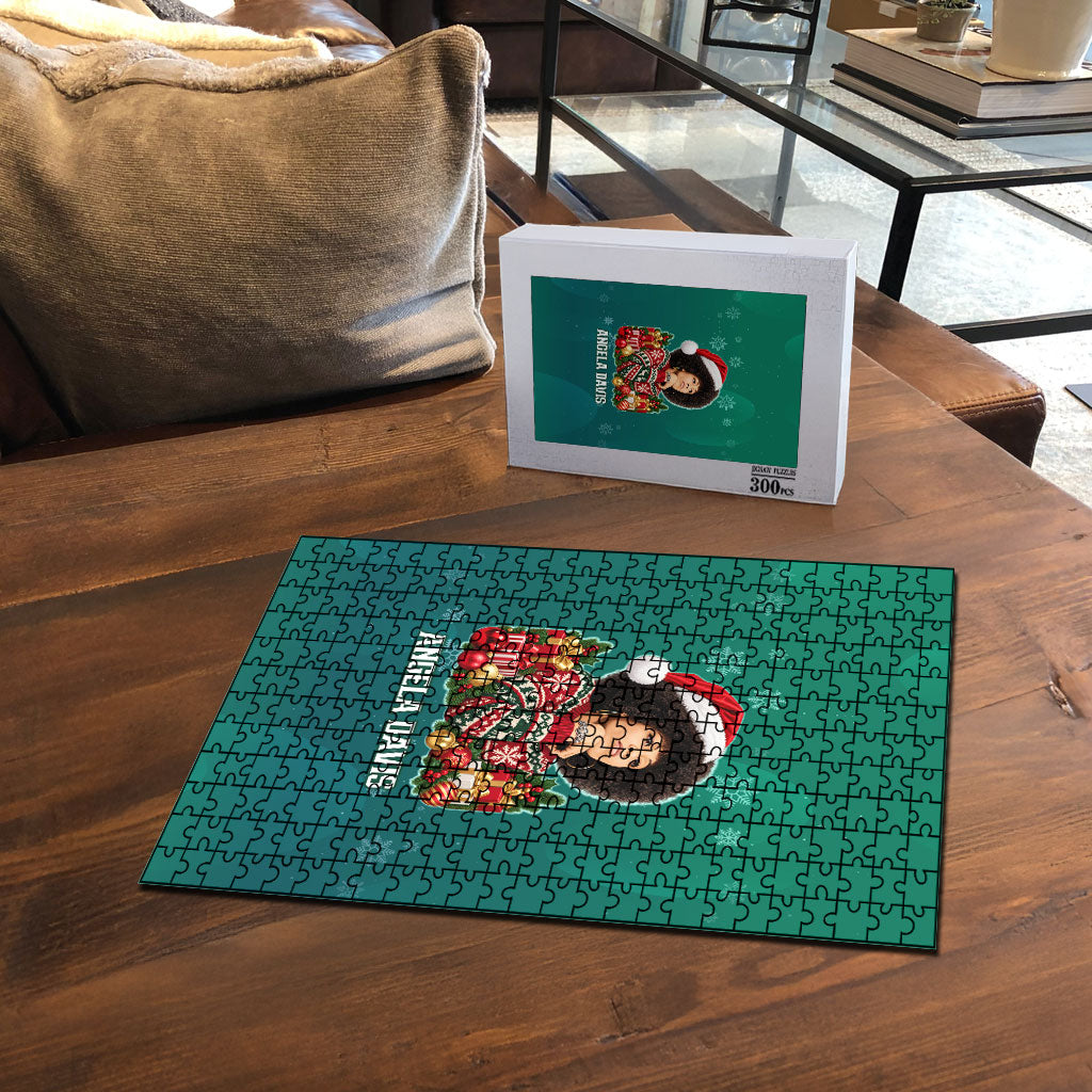 Angela Davis Civil Rights Black History Puzzle Ugly Christmas Pattern African American Heritage
