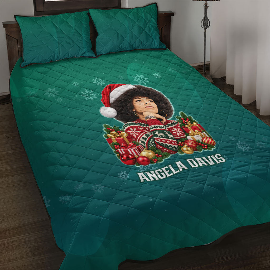 Angela Davis Civil Rights Black History Quilt Bed Set Ugly Christmas Pattern African American Heritage